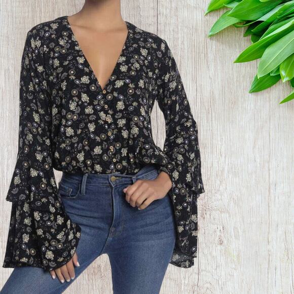 NWT - Free People Intimately Body Suit Black Floral Size: XS - Picture 2 of 6